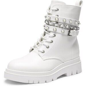 Women's Fashion Platform Combat Boots Lace Up Lug Sole Goth Ankle Booties .